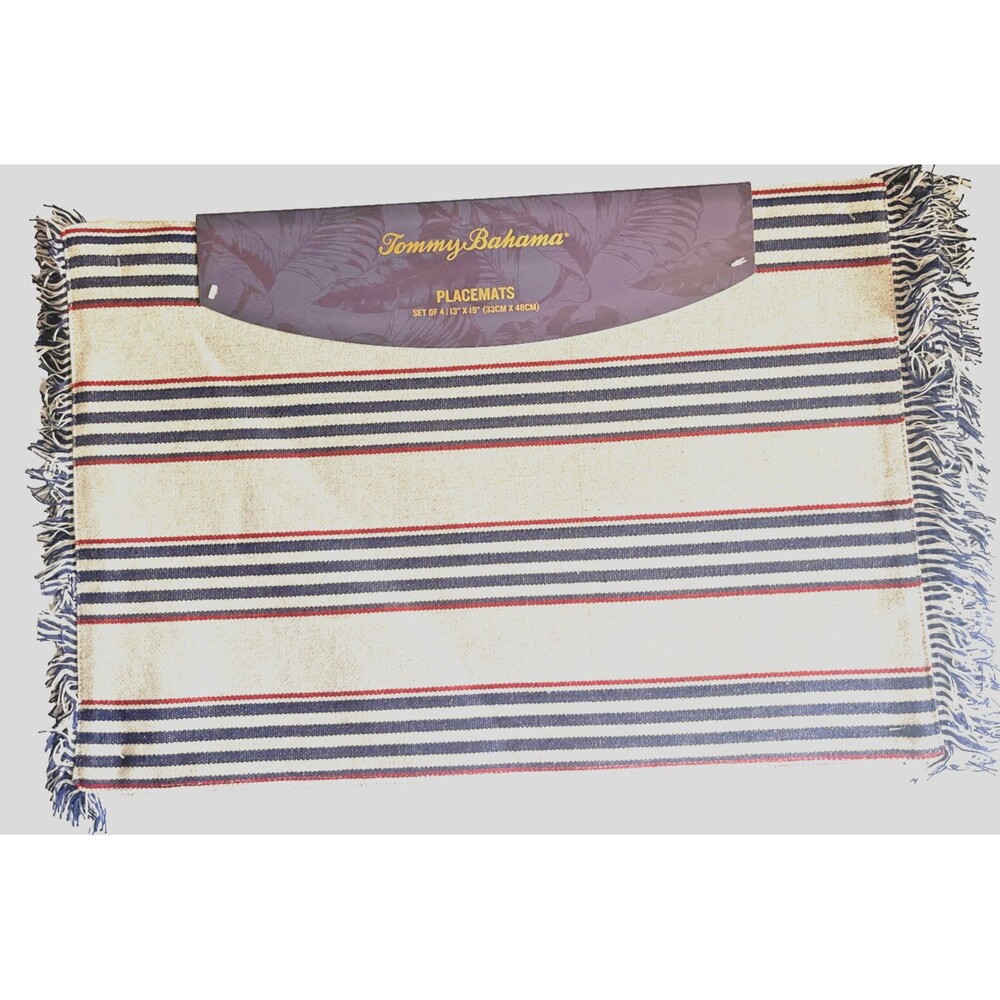 Tommy Bahama 4th of July Placemats Set of 4 Fringed Lined Machine Wash